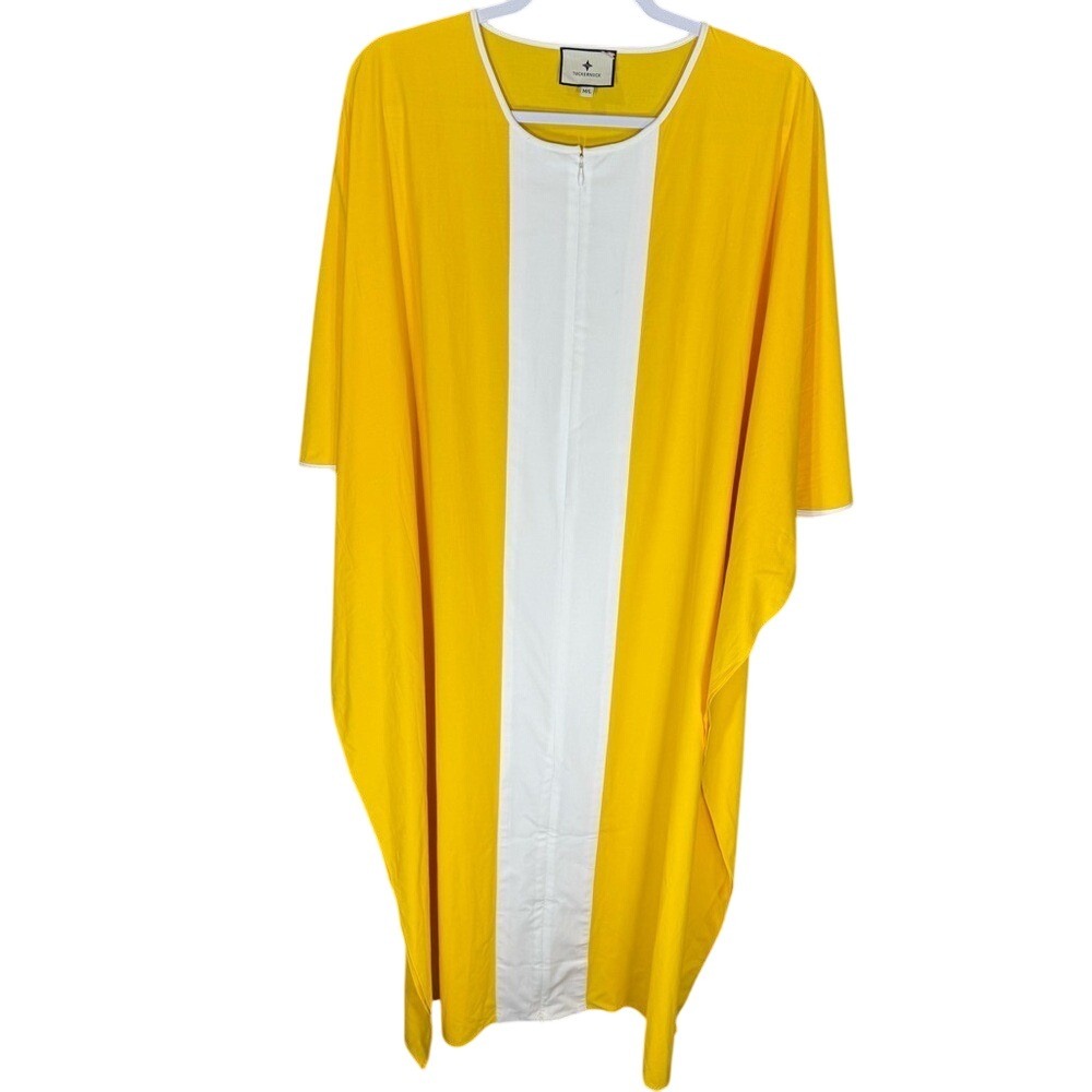 Tuckernuck Summers in St. Tropez Celeste Caftan Dress Yellow White Resort M/L
